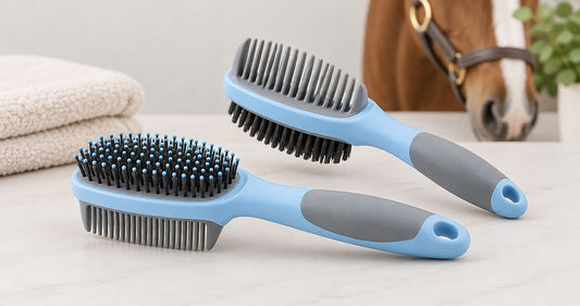 Dual-sided grooming combs for horses: loose hair and tangles