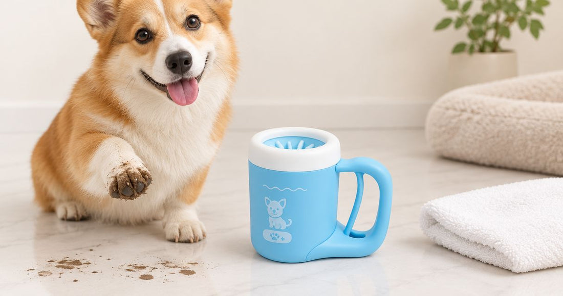 How to use a dog paw cleaner cup after a muddy walk
